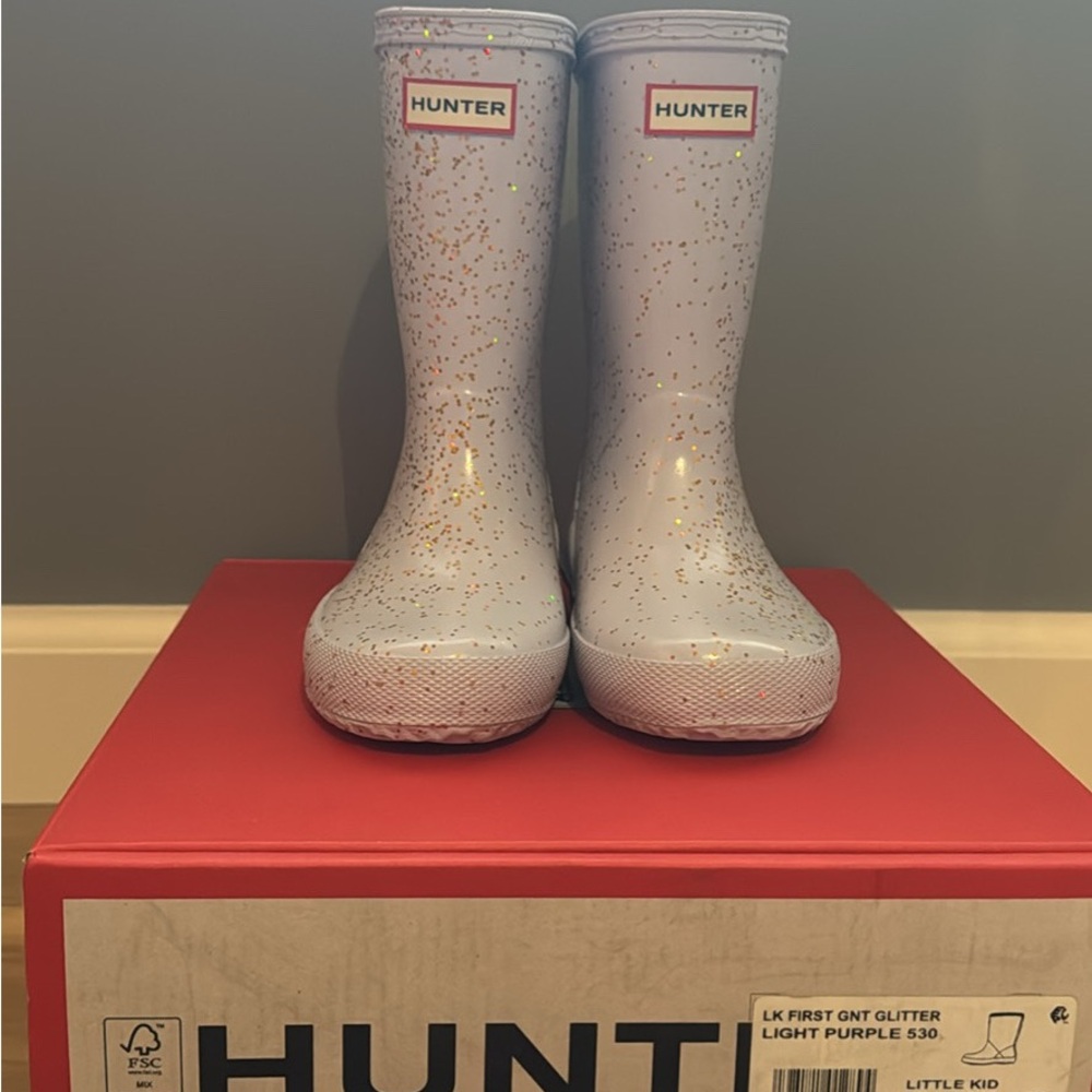 Hunter Lavender Glitter Rain Boots